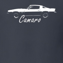 1975 Camaro Side View With Model Name Charcoal Grey T Shirt