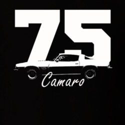 1975 Camaro Side View With Year And Model Name Black T Shirt