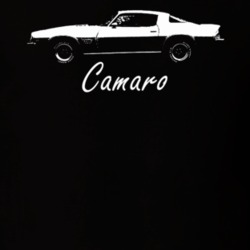 1975 Camaro Side View With Model Name Black T Shirt