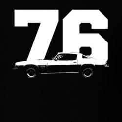 1976 Camaro Side View With Year Black T Shirt