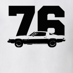 1976 Camaro Side View With Year White T Shirt