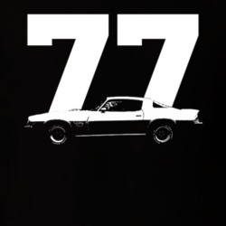 1977 Camaro Side View With Year Black T Shirt