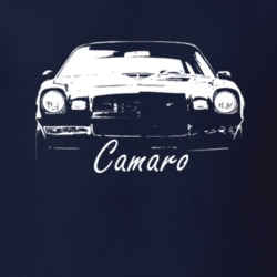1979 Camaro Grill View With Model Name Navy T Shirt