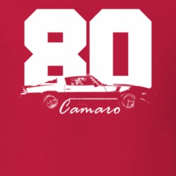 1980 Camaro Side View With Year And Model Name Red T Shirt