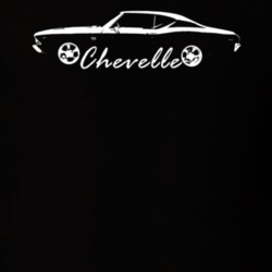 1974 Chevelle Side View With Model Name Black T Shirt