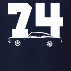 1974 Chevelle Side View With Year Navy Blue T Shirt