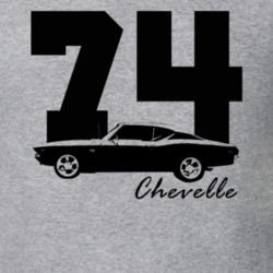 1974 Chevelle Side View With Year And Model Name Heather Grey T Shirt