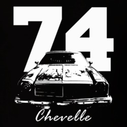 1974 Chevelle Grill View With Year And Model Name Black T Shirt