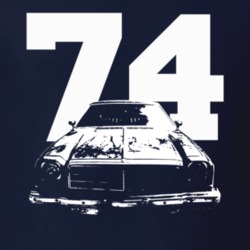 1974 Chevelle Grill View With Year Navy Blue T Shirt