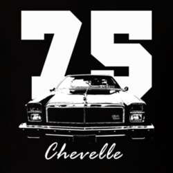 1975 Chevelle Grill View With Year And Model Name Black T Shirt