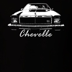 1975 Chevelle Grill View With Model Name Black T Shirt