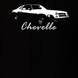 1975 Chevelle Side View With Model Name Black T Shirt