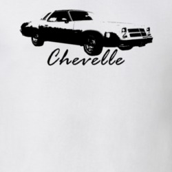 1975 Chevelle Side View With Model Name Whie T Shirt