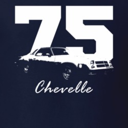 1975 Chevelle Side View With Year And Model Name Navy Blue T Shirt