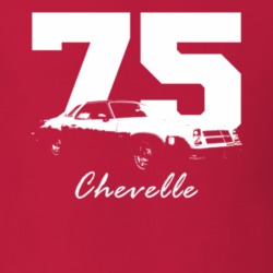 1975 Chevelle Side View With Year And Model Name Red T Shirt
