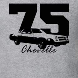 1975 Chevelle Side View With Year And Model Name Heather Grey T Shirt