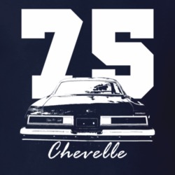 1975 Chevelle Rear View With Year And Model Name Navy Blue T Shirt
