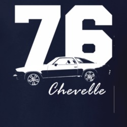 1976 Chevelle Side View With Year And Model Name Navy Blue T Shirt