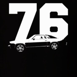 1976 Chevelle Side View With Year Black T Shirt