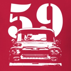 1959 K10 Apache Grill View With Year And Model Name Red T Shirt