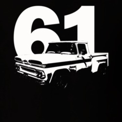 1961 K10 Apache Pickup Truck Side View With Year Black T Shirt