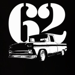 1962 K10 Apache Pickup Truck Side View With Year Black T Shirt