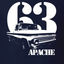1963 K10 Apache Pickup Truck Side View With Year And Model Name Navy B