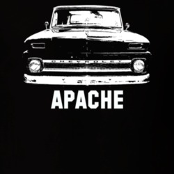 1965 K10 Apache Pickup Truck Grill View With Model Name Black T Shirt