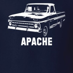 1966 K10 Apache Pickup Truck Side View With Model Name Navy Blue T Shi