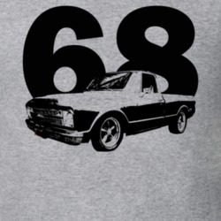 1968 K10 Apache Pickup Truck 3/4 View With Year Heather Grey T Shirt