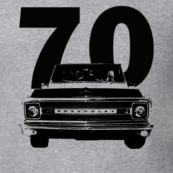 1970 K10 Apache Pickup Truck Grill View With Year Heather Grey T Shirt