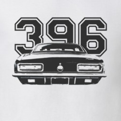 1967 CHEVY CAMARO SS Rear View Black Graphic With Engine Size Light T 