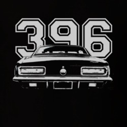 1967 CHEVY CAMARO SS Rear View White Graphic With Engine Size Dark T S