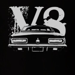1967 CHEVY CAMARO SS Rear View White Graphic With V8 Dark T Shirt