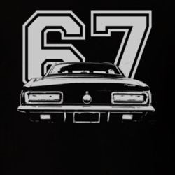 1967 CHEVY CAMARO SS Rear View White Graphic With Year Dark T Shirt