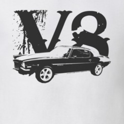 1970 CHEVY CAMARO SS Side View Black Graphic V8  Light T Shirt