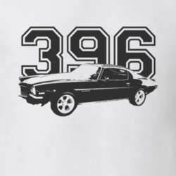 1970 CHEVY CAMARO SS Side View Black Graphic With Engine Size Light T 