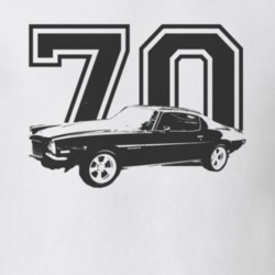 1970 CHEVY CAMARO SS Side View Black Graphic With Year Light T Shirt
