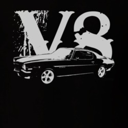1970 CHEVY CAMARO SS Side View White Graphic V8 Dark T Shirt