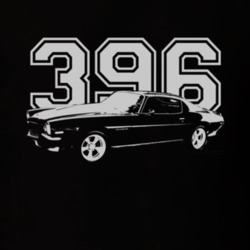 1970 CHEVY CAMARO SS Side View White Graphic With Engine Size Dark T S