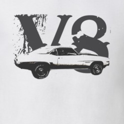 1970 CHEVY CAMARO Z28 Side View Black Graphic With V8 Light T Shirt