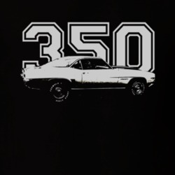1970 CHEVY CAMARO Z28 Side View White Graphic With Engine Size Dark T 