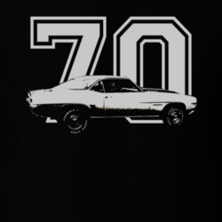 1970 CHEVY CAMARO Z28 Side View White Graphic With Year Dark T Shirt
