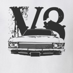 1970 CHEVY CAPRICE Grill View Black Graphic With V8 Light T Shirt