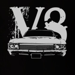 1970 CHEVY CAPRICE Grill View White Graphic With V8 Dark T Shirt