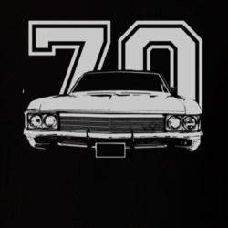 1970 CHEVY CAPRICE Grill View White Graphic With Year Dark T Shirt
