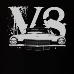 1971 CHEVY CAMARO SS Grill White Graphic With V8 Dark T Shirt