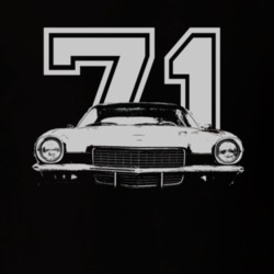 1971 CHEVY CAMARO SS Grill White Graphic With Year Dark T Shirt