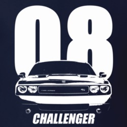 2008 Challenger Grill View With Year And Model Name Navy Blue T Shirt