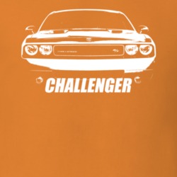 2008 Challenger Grill View With Model Name Bright Orange T Shirt